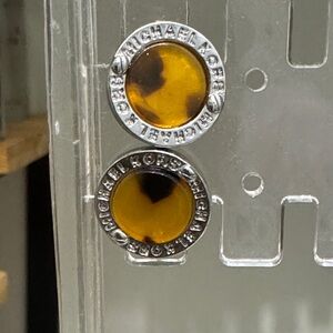 Michael Kors Amber Tortoiseshell Logo Stud Earrings